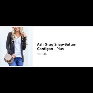 Ash Gray snap-button cardigan. Never worn!